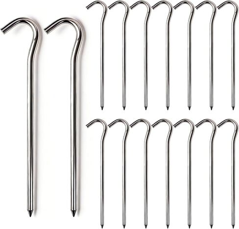 Metal Tent Stakes Heavy Duty 7 Inch Camping Tarp Stakes for Outdoor 8 Pack Garden Edging Fence Hook Metal Ground Stakes for Camping Shelters Tarp Tent Spikes for Canopies Aluminum Tent Stakes in Saudi Arabia