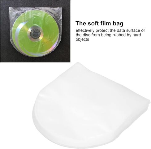Yoidesu 100PCS CD DVD Inner Sleeves, Transparent Plastic Protective Film Bags for 5 Inch Disc Storage, with Soft Material to Prevent Scratches and Dust in Saudi Arabia