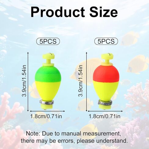10pcs Fishing Bobbers Floats, Foam Snap on Weighted Bobbers Floats Water Drop Shaped Slip Bobber Tackle Accessories Supplies for Fishing Bluegill Crappie Panfish Bass Trout in Saudi Arabia