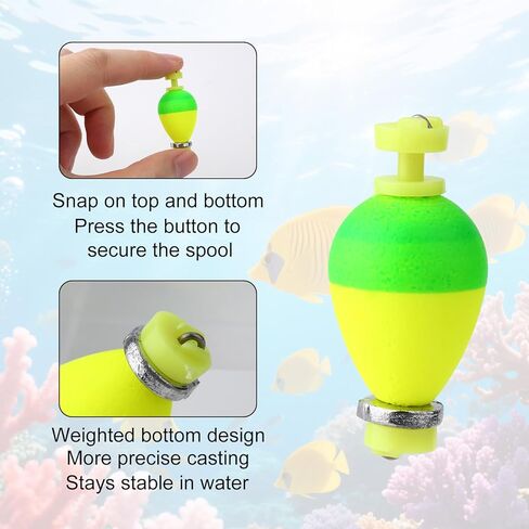 10pcs Fishing Bobbers Floats, Foam Snap on Weighted Bobbers Floats Water Drop Shaped Slip Bobber Tackle Accessories Supplies for Fishing Bluegill Crappie Panfish Bass Trout in Saudi Arabia