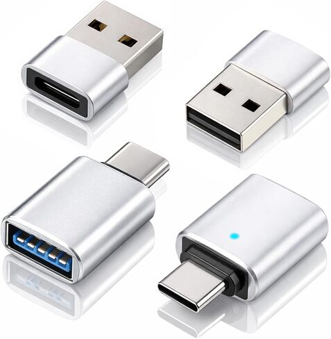 Skrfren 4 قطع من النوع C أنثى إلى ذكر محول شاحن USB C ذكر إلى USB 3.0 أنثى محول محول للشحن ونقل البيانات (فضي) in Saudi Arabia