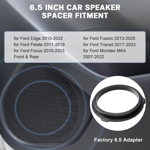 6.5 Door Speaker Adapter,Car Front Rear Speaker Spacer Ring Solid Mounting Bracket Kit Compatible with Ford Focus Fusion Fiesta Mustang Transit Edge Mondeo-MK4 2013-2020 in Saudi Arabia