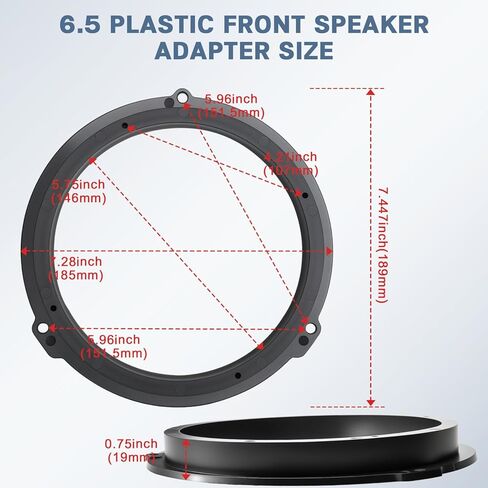 6.5 Door Speaker Adapter,Car Front Rear Speaker Spacer Ring Solid Mounting Bracket Kit Compatible with Ford Focus Fusion Fiesta Mustang Transit Edge Mondeo-MK4 2013-2020 in Saudi Arabia