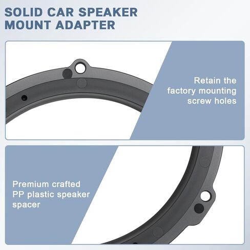 6.5 Door Speaker Adapter,Car Front Rear Speaker Spacer Ring Solid Mounting Bracket Kit Compatible with Ford Focus Fusion Fiesta Mustang Transit Edge Mondeo-MK4 2013-2020 in Saudi Arabia