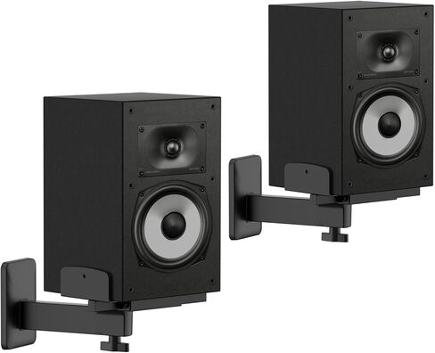 حامل مكبر صوت على الحائط لـ Polk XT15/XT20/ES15/ES20/T15/R100/R200، حامل مكبر صوت جداري قابل للإمالة والدوران مع مشبك جانبي مزدوج، حامل مكبر صوت محيطي لحامل مكبر الصوت على رف الكتب Polk، يصل إلى 55 رطل، زوج in Kuwait