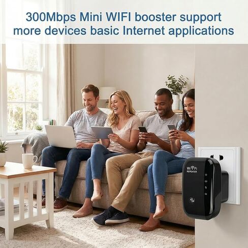 Fast WiFi Extender, Signal Booster for Home, Long Range WiFi Repeater Up to 1614 sq.ft Coverage, Easy Set Up WiFi Repeater Wireless Signal Booster with Ethernet Port for Indoor/Outdoor (US, Black) in Saudi Arabia