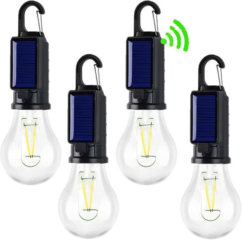 أضواء التخييم الشمسية خمر LED لمبة الفوانيس المحمولة USB قابلة للشحن أضواء خيمة معلقة للتخييم وحفلات الفناء الخلفي وانقطاع التيار الكهربائي واستخدام الطوارئ (2) in Kuwait