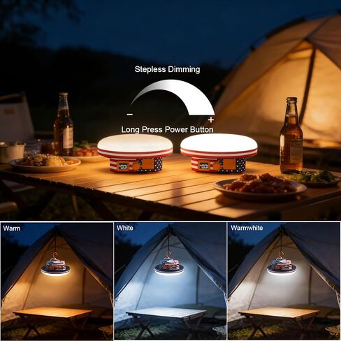 10000mAh 4000LM US Flag Printed Camping Light , Rechargeable Tent Light with Remote Control, 3 Color Modes White/Warm/Natural, American Flag Print IPX5 Waterproof Emergency Light for Power Outage in Saudi Arabia
