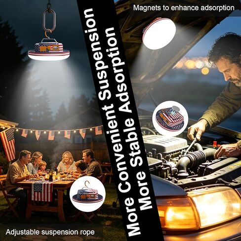 10000mAh 4000LM US Flag Printed Camping Light , Rechargeable Tent Light with Remote Control, 3 Color Modes White/Warm/Natural, American Flag Print IPX5 Waterproof Emergency Light for Power Outage in Saudi Arabia