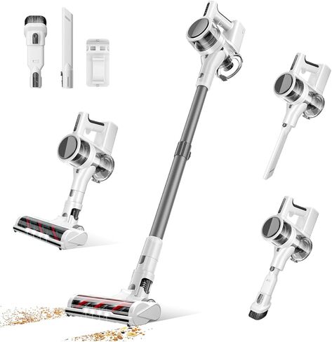 Comvtu Cordless Vacuums, 80,000PRM Powerful Motor Vacuum Cleaner and 2200mAH Rechargeable Battery up to 35 Mins Worktime, 2 Adjustable Modes, Detachable Parts, Wireless Stick Vacuum (Frost White) in Saudi Arabia