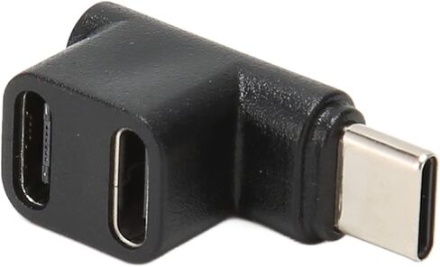 محول USB C 3.1 بزاوية يمنى 1 إلى 2 | نقل بيانات بسرعة 10 جيجابت في الثانية، شحن PD بقوة 100 وات، منافذ أنثى مزدوجة لفيديو وألعاب 4K@60 هرتز، متوافق مع أجهزة الكمبيوتر المحمولة والهواتف الذكية in Saudi Arabia