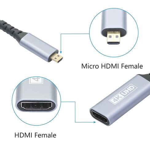 Micro HDMI to HDMI Adapter with 5inch Cable, Micro HDMI Male to HDMI Female Conversion Plug, Support HDMI 2.0 4K@60Hz Dynamic HDR, for Raspberry Pi4/Pi5, Monitor, Camcorder, Laptop and More in Saudi Arabia