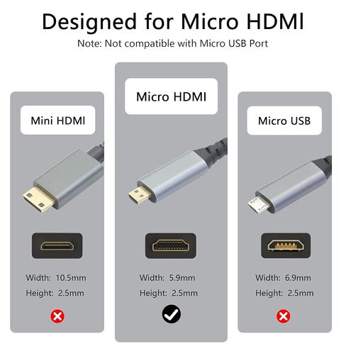 Micro HDMI to HDMI Adapter with 5inch Cable, Micro HDMI Male to HDMI Female Conversion Plug, Support HDMI 2.0 4K@60Hz Dynamic HDR, for Raspberry Pi4/Pi5, Monitor, Camcorder, Laptop and More in Saudi Arabia
