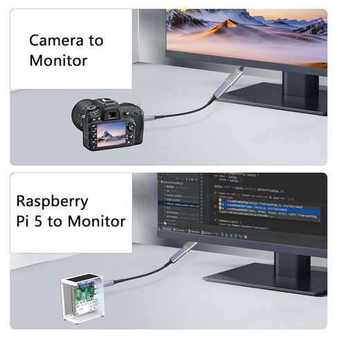 Micro HDMI to HDMI Adapter with 5inch Cable, Micro HDMI Male to HDMI Female Conversion Plug, Support HDMI 2.0 4K@60Hz Dynamic HDR, for Raspberry Pi4/Pi5, Monitor, Camcorder, Laptop and More in Saudi Arabia