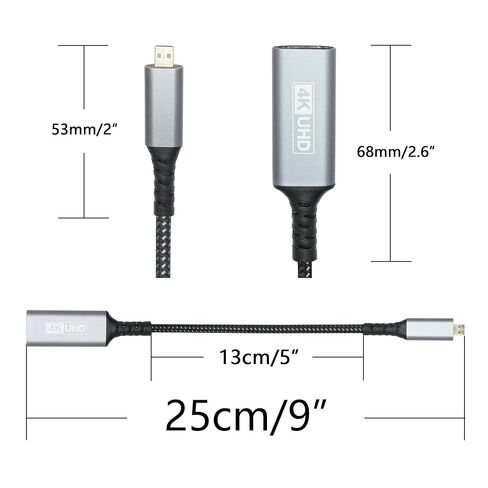 Micro HDMI to HDMI Adapter with 5inch Cable, Micro HDMI Male to HDMI Female Conversion Plug, Support HDMI 2.0 4K@60Hz Dynamic HDR, for Raspberry Pi4/Pi5, Monitor, Camcorder, Laptop and More in Saudi Arabia