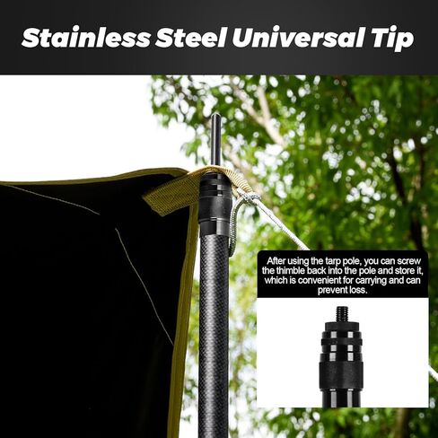 Telescopic Tarp Poles, Canopy Adjustable Carbon Fiber Poles Set of 2, Portable & Lightweight Tent Tarps for Awning, Camping, Hiking 67" in Saudi Arabia