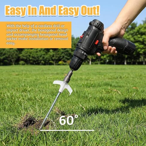 TianFan 20 Pack Screw in Tent Stakes Heavy Duty with Storage Box & Hex Heads Driver & Peg Puller, 8" Ground Anchor Screw in with Glow-in-Dark Heads, Metal Threaded Tent Spikes for Camping, Grassland in Saudi Arabia