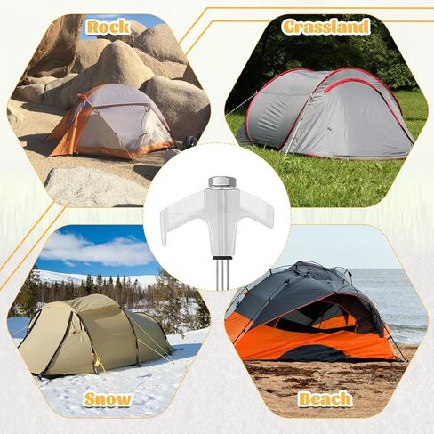 TianFan 20 Pack Screw in Tent Stakes Heavy Duty with Storage Box & Hex Heads Driver & Peg Puller, 8" Ground Anchor Screw in with Glow-in-Dark Heads, Metal Threaded Tent Spikes for Camping, Grassland in Saudi Arabia