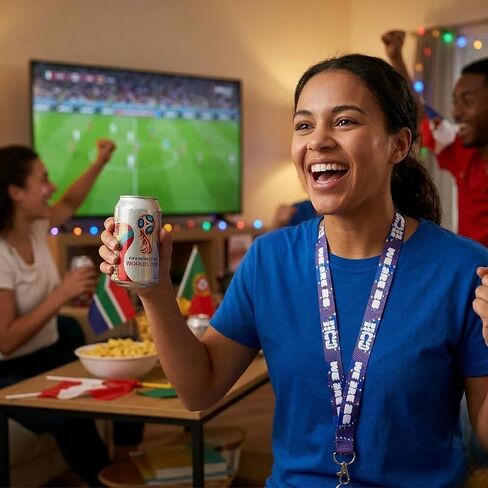 حبل FIFA الرسمي لكأس العالم 2026 بالولايات المتحدة الأمريكية - لون بحري قابل للجمع مع إصدار الأمة المضيفة باللونين الأحمر والأبيض - حزام رقبة منفصل قابل للفصل مع مشبك معدني - معدات تذكارية لمشجعي كرة القدم للشارات والمفاتيح والهوية in Saudi Arabia