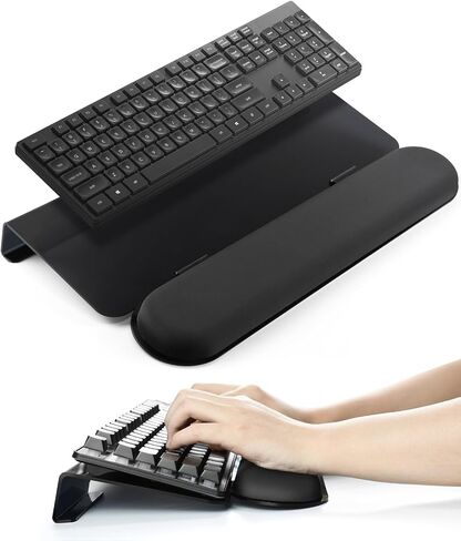 JIKIOU Computer Keyboard Wrist Rest Stand for Desktop, Keyboard Holder for Easy Typing with Wrist Pad for Office Desk Home School Clear Black in Saudi Arabia