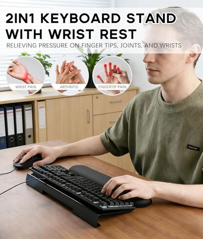 JIKIOU Computer Keyboard Wrist Rest Stand for Desktop, Keyboard Holder for Easy Typing with Wrist Pad for Office Desk Home School Clear Black in Saudi Arabia