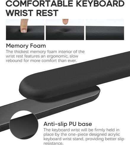 JIKIOU Computer Keyboard Wrist Rest Stand for Desktop, Keyboard Holder for Easy Typing with Wrist Pad for Office Desk Home School Clear Black in Saudi Arabia