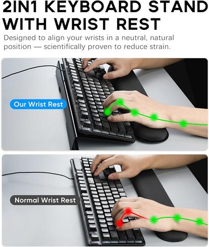 JIKIOU Computer Keyboard Wrist Rest Stand for Desktop, Keyboard Holder for Easy Typing with Wrist Pad for Office Desk Home School Clear Black in Saudi Arabia