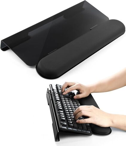 JIKIOU Computer Keyboard Wrist Rest Stand for Desktop, Keyboard Holder for Easy Typing with Wrist Pad for Office Desk Home School Clear Black in Saudi Arabia