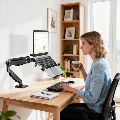 مكتب تثبيت ذراع الكمبيوتر المحمول PUTORSEN - يناسب الكمبيوتر المحمول مقاس 18 بوصة كحد أقصى وشاشة كمبيوتر مقاس 40 بوصة، حامل شاشة 2 في 1 مع صينية كمبيوتر محمول قابلة للتعديل، يتحمل ما يصل إلى 26.5 رطلًا in Saudi Arabia
