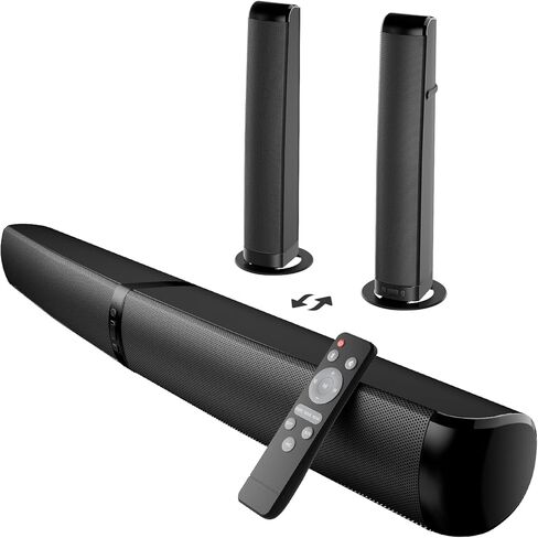 Maraawa Sound Bar, 90W Soundbar for Smart TV, Bluetooth/ARC/Optical/AUX Connect, Detachable Design with Deep Bass for TV/PC/Gaming/Projector - 2-in-1 Home Theater Audio in Saudi Arabia
