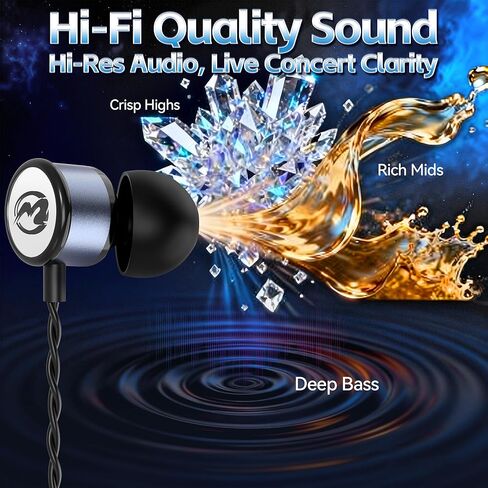 سماعات رأس MORMOQUE EP09 Hi-Fi Stereo USB C، سماعات أذن سلكية من النوع C مع باس عميق وميكروفون مدمج، سماعات عزل الضوضاء مع سلك طويل 4.9 قدم لمحبي الموسيقى والبودكاست والمكالمات in Kuwait