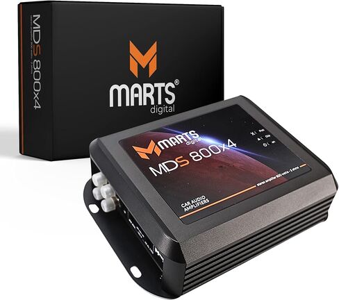 Marts Digital MDS800X4 | 4 Channel Class D Amplifier 800W RMS at 2 Ohms | Compact Size Low Heat Output | Adjustable Filters for Mids Highs Bass | Clean Full Range Power for Car Audio Systems in Saudi Arabia