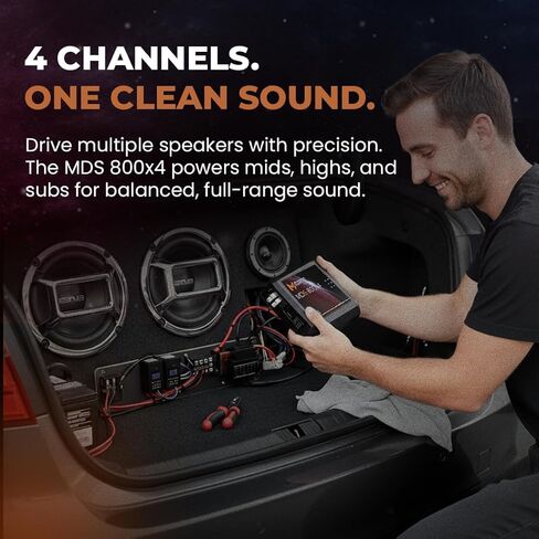 Marts Digital MDS800X4 | 4 Channel Class D Amplifier 800W RMS at 2 Ohms | Compact Size Low Heat Output | Adjustable Filters for Mids Highs Bass | Clean Full Range Power for Car Audio Systems in Saudi Arabia