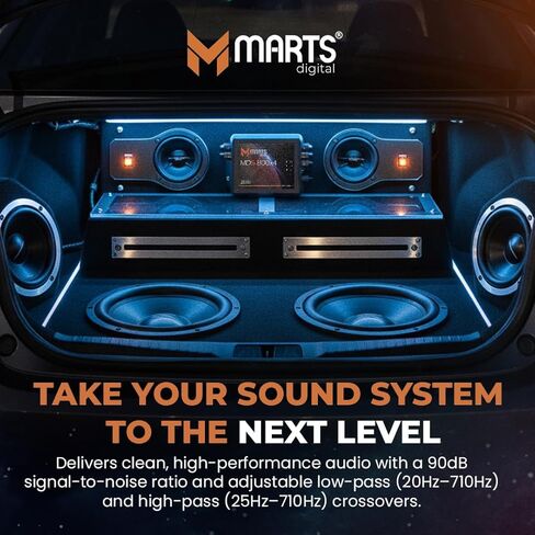 Marts Digital MDS800X4 | 4 Channel Class D Amplifier 800W RMS at 2 Ohms | Compact Size Low Heat Output | Adjustable Filters for Mids Highs Bass | Clean Full Range Power for Car Audio Systems in Saudi Arabia