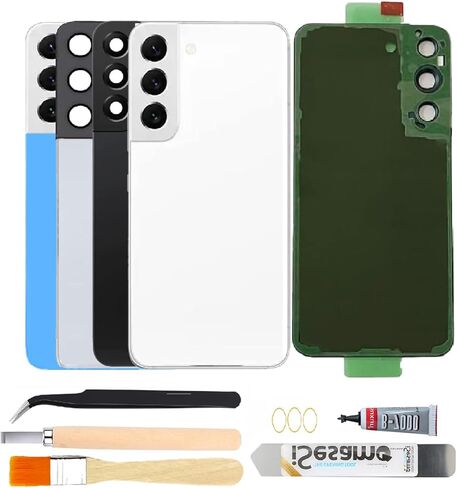 بديل الزجاج الخلفي الخلفي لهاتف Samsung Galaxy S22 مع عدسة زجاجية للكاميرا وأدوات إصلاح (أسود فانتوم) in Kuwait