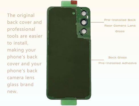 Rear Back Glass Replacement for Samsung Galaxy S22 with Camera Glass Lens and Repair Tool Kits (Phantom Black) in Kuwait