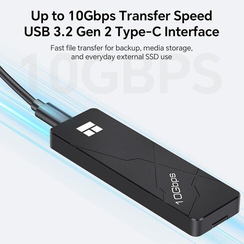 حاوية M.2 NVMe SSD، حاوية HR-EB110 AC سوداء NVMe، حافظة SSD خارجية USB3.2 Gen2 بسرعة 10 جيجابت في الثانية، ألومنيوم CNC، لـ 2230/2242/2260/2280، بسعة تصل إلى 8 تيرابايت in Kuwait