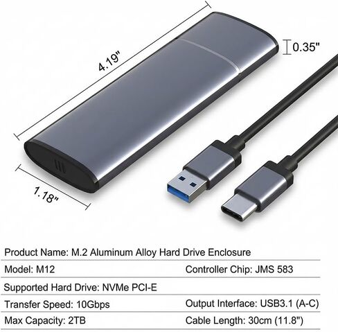 SSD Enclosure, Tool-Free USB C External, 10Gbps M.2 NVMe to USB Adapter/Reader Supports M and B&M Keys in Saudi Arabia