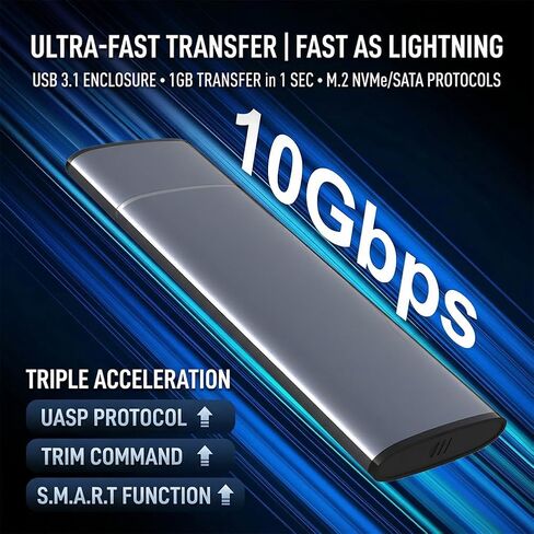 SSD Enclosure, Tool-Free USB C External, 10Gbps M.2 NVMe to USB Adapter/Reader Supports M and B&M Keys in Saudi Arabia
