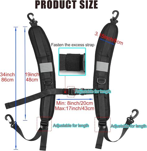 Adjustable Backpack Straps, Backpack Replacement Shoulder Padded Strap with Plastic Clips for Backpack Dry Bag Camping Sprayer Multi-Purpose Use in Saudi Arabia