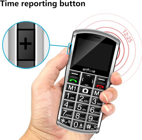 هاتف محمول artfone A400 4G Volte ذو زر كبير غير مقفل لكبار السن، هاتف خلوي لكبار السن والأطفال مع زر SOS، كاميرا 2 ميجابكسل، شاشة 2.4 بوصة، مكبر صوت عالي، قاعدة شحن، 1800 مللي أمبير - فضي in Kuwait