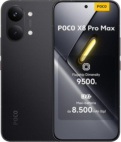 XIAOMI Poco X8 PRO MAX 5G Ai (متوافق مع Tmobile Mint Tello & Global) (512 جيجابايت + 12 جيجابايت) 6.83 بوصة 50 ميجابكسل هاتف الألعاب NFC ثنائي الشريحة غير مقفل موديل 2602BPC18G Liberado (أسود) in Saudi Arabia