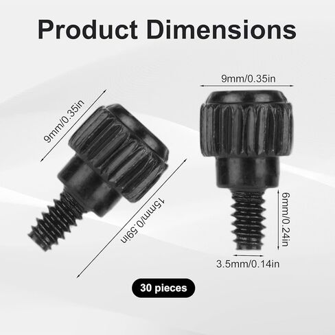 30 قطعة من مسامير الإبهام لعلبة الكمبيوتر، 6-32 خيط M3.5x6mm براغي تثبيت لحافظة الكمبيوتر لحافظات الكمبيوتر وغطاء مزود الطاقة وفتحات PCI وتركيب خليج المحرك (أسود) in Saudi Arabia