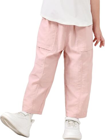 Miipat Girls Parachute Cargo Pants سريع الجفاف مقاوم للماء سروال برميل مرونة الخصر للأطفال المشي لمسافات طويلة الركض in Kuwait