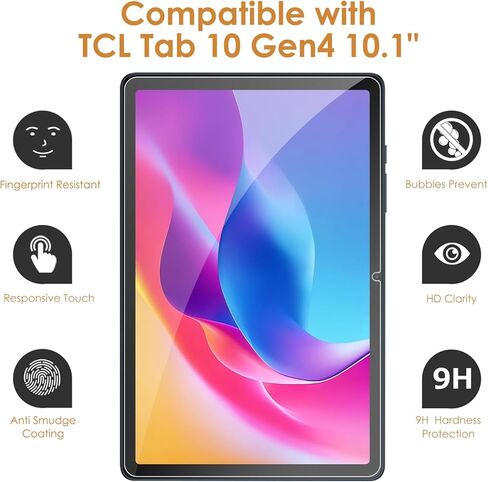 واقي شاشة Hianjoo مكون من قطعتين متوافق مع TCL Tab 10 Gen4 10.1 بوصة (الموديل: 8483A)، زجاج مقسى [وضوح HD] [9 صلابة] [مضاد للخدش] [سهل التركيب] in Saudi Arabia