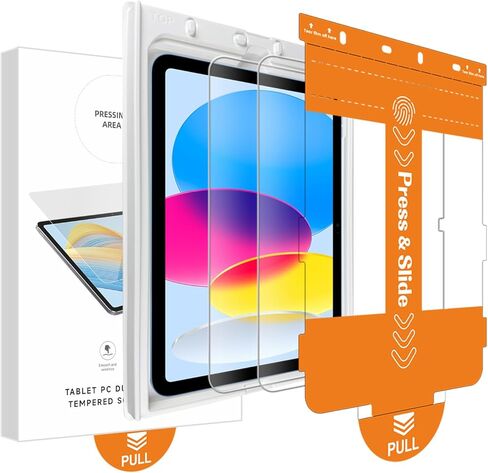 قطعتان من واقي شاشة iPad من الزجاج المقسى مع صينية التطبيق، واقي شاشة لجهاز iPad A16 2025 الجيل 11th/10th 2022 (11 بوصة/10.9) حساس باللمس مقاوم للخدش وسهل التركيب in Kuwait