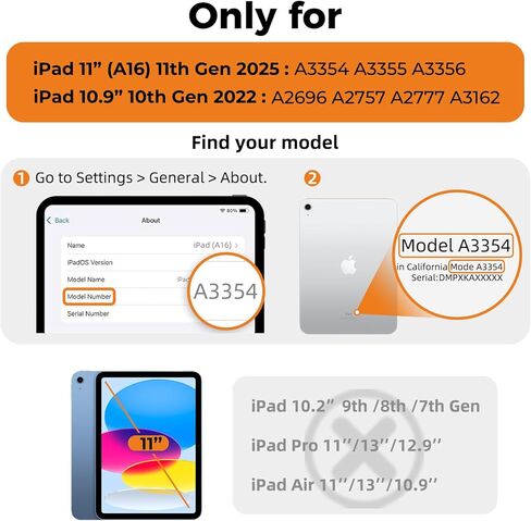قطعتان من واقي شاشة iPad من الزجاج المقسى مع صينية التطبيق، واقي شاشة لجهاز iPad A16 2025 الجيل 11th/10th 2022 (11 بوصة/10.9) حساس باللمس مقاوم للخدش وسهل التركيب in Kuwait