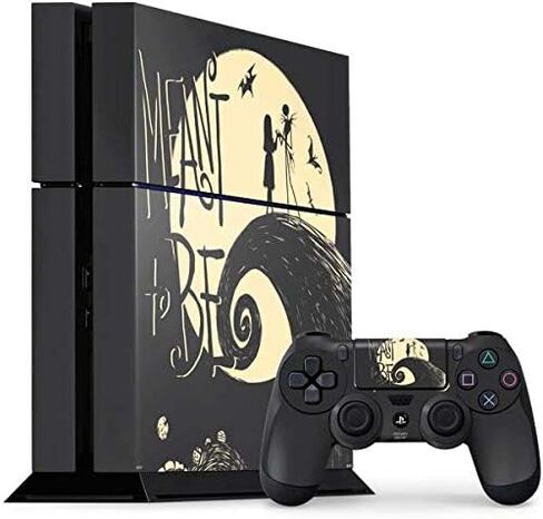 ملصق Skinit المخصص للألعاب متوافق مع وحدة تحكم PS4 وحزمة وحدة التحكم - مرخص رسميًا من ديزني The Nightmare Before Christmas Jack and Sally من المفترض أن يتم تصميمهما in Kuwait
