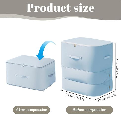 حقيبة تخزين لحاف Gcroet مقاس 24 × 21 × 17 بوصة، أكياس ضغط للبطانيات والملابس، لا غنى عنها لتنظيم المنزل للتخزين الموسمي، أزرق in Kuwait
