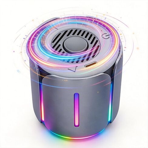 مكبر صوت بلوتوث دوار تفاعلي مع ضوء RGB - أداة مكتب جيروسكوبية معدنية بأطراف الأصابع، مكبر صوت LED محمول بإضاءة ليلية، مكبر صوت لاسلكي صغير قابل لإعادة الشحن USB-C للهاتف وغرفة الألعاب والمكتب in Saudi Arabia